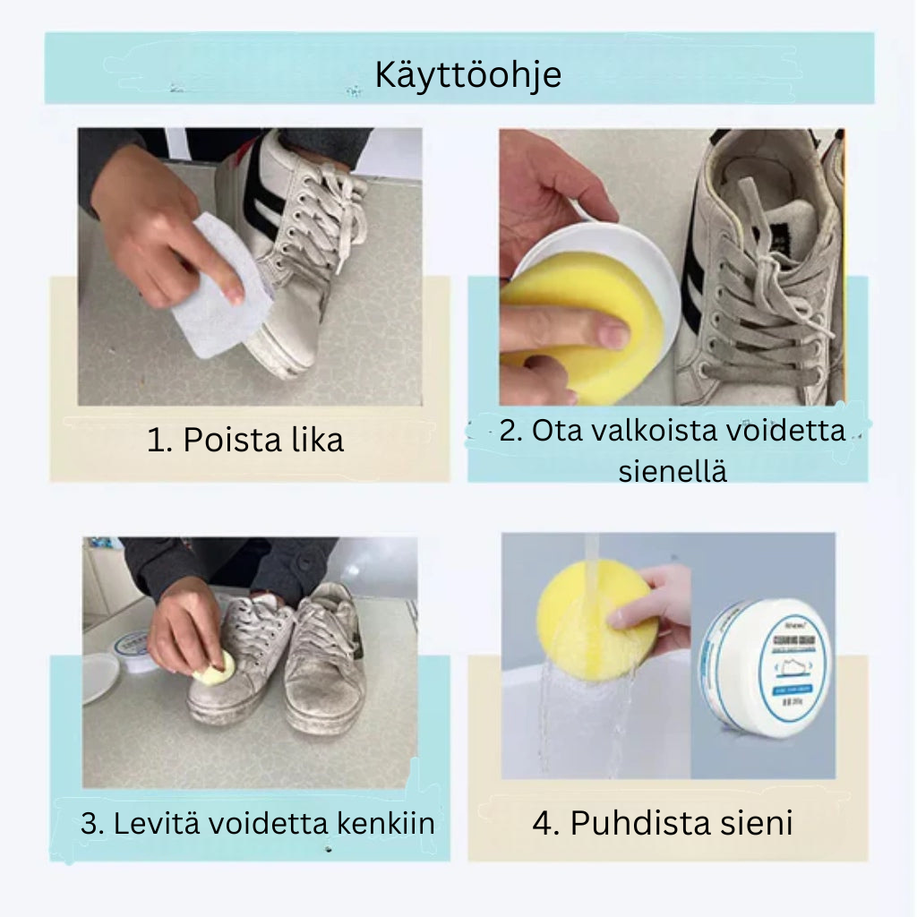Valkoinen kenkien ja nahan valkaisuaine