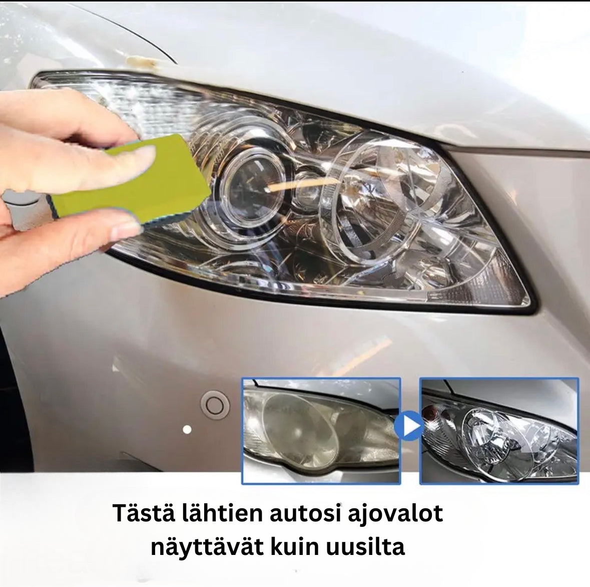 Tehokas ajovalojen puhdistusaine